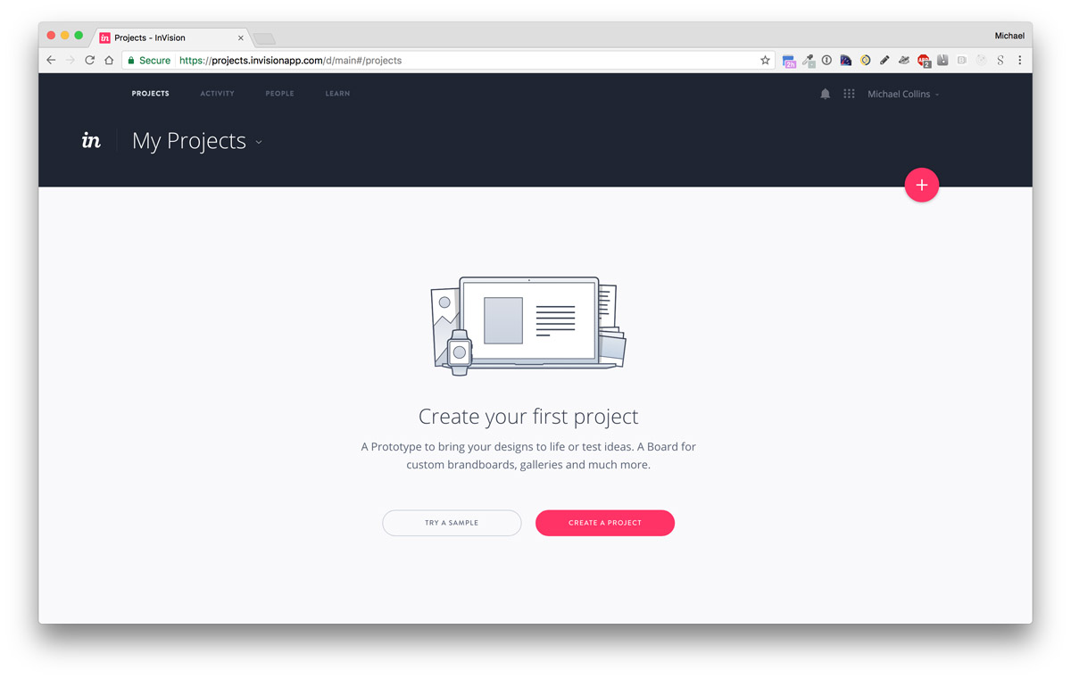 Screenshot: Create a project