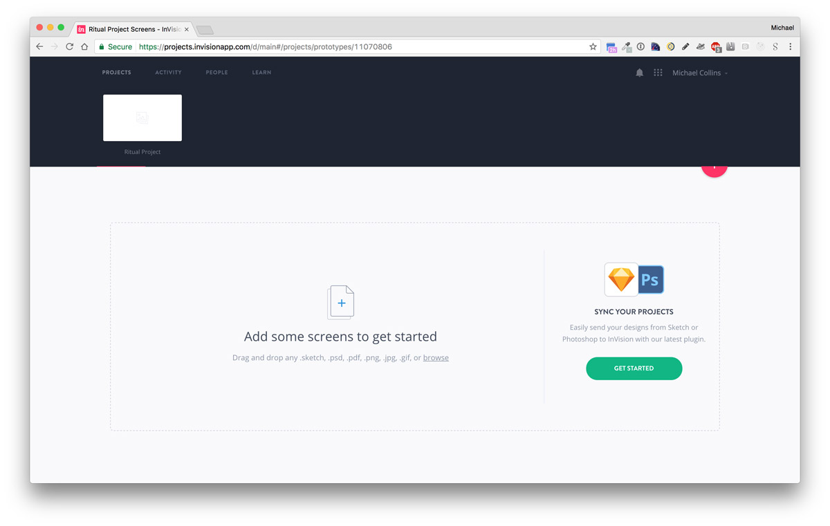 Screenshot: Invision Project View