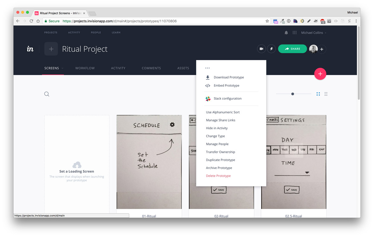 Screenshot: Download prototype step 1